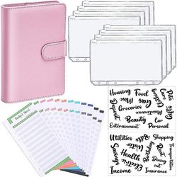 A6 Binder Budget Planner Notebook Dækker Mappe Størrelse 6 hul lommer Plast Lynlås Penge Saving Envelope Pink