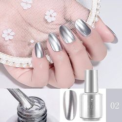 Nail Gel Neglelak Sug af Uv Led Farve Base Top Coat Neglelak Spejl Sølv