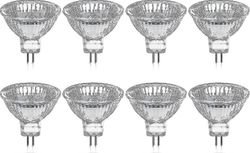 Pakkaus 8 halogeenilamppua Gu5.3 Mr16 35w 12V himmennettävä - lämmin valkoinen 2800k, 400 lumenia, lasikansi JZ-hyvä
