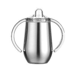 Vauvan sippy-kuppi kahvalla Kaksikerroksinen 304 ruostumaton teräs Bpa free (luonnollinen väri)