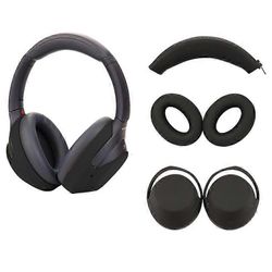 Yhteensopiva Sony WH-1000XM3 / WH-1000XM4 silikonikotelosarja päänauhan suojuksella kuulokkeiden suojaavat korvatyynyt Musta