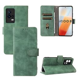 Etui til Vivo Iqoo 8 Cover Premium Læder med Kortholder Flip Folio Magnetisk Etui Coque - Sort Grøn