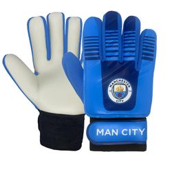 Manchester City FC Manchester City Pojat Hanskat Maalivahti Maalivahti Lapset Nuoret VIRALLINEN Jalkapallo Lahja Sininen Boys: 5-10yrs