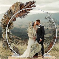 XXL pyöreä metallinen hääkaarirunko puutarhalehtimaja kukat ilmapallo taustateline Valkoinen 2.4m Single Circle Arch