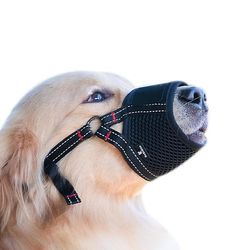 Handuo Hund næseparti, blød Nylon næsepartiet Anti Bidende Gøen Tygge sort M