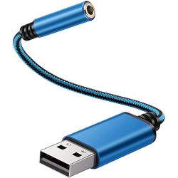 USB-3,5 mm: n kuulokeäänisovitin, ulkoinen stereoäänikortti tietokoneelle, kannettavalle tietokoneelle, jne (0,6 fe Sininen