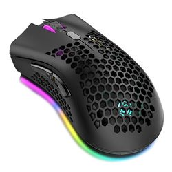 BM600 langaton ladattava hiiri 2.4G + BT5.0 kaksitilainen kevyt hiiri RGB hengitysvalovaikutus 4-vaihteella säädettävä DPI valkoinen Musta