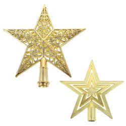 Pieni Puu Tähti Topper Viisisakarainen Tähti Puunlatva Koriste Joulu Juhlatunnelma Luominen Kultainen 24.00X21.00X3.00CM 2kpl Golden