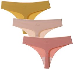 Boeyaa Damer Højt talje Trusser Bikini Plus Size Maveshorts Sømløse Trusser 2 Pakke lyserød/lyserød/beige M