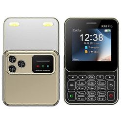R18 Pro Dual SIM -valmiustila pyörivä 2G-puhelin 2,4 tuuman värinäytöllä Kultaa