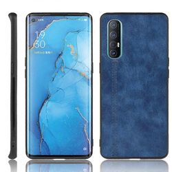 Oppo Reno3 Pro iskunkestävälle ompelulehmäkuviolle Skin PC + PU + TPU -kotelo Sininen
