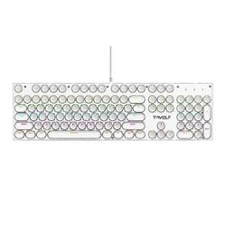 T-WOLF T75 galvanoitu Punk 104 näppäimen mekaaninen pelinäppäimistö RGB-taustavalaistulla langallisella USB-näppäimistöllä Valkoinen