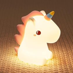 Einhorn Nachtlicht Kinder, Kawaii Nachtlicht Baby, Led Nachttischlampe Babyzimmer, usb silikon stilllicht dimmbar touch fr mdchen frauen, farbwechs...