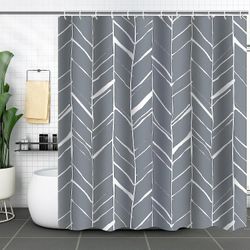 Baderom dusjforheng med 12 kroker Vanntett polyester stoff badekar gardin 183x183cm C