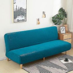 Suuri kädetön vuodesohva slipcover sohvanpäällinen ilman käsinojia Joustava Taitettava Futon-kansi Pölytiivis elastinen irrotettava jacquard Sinine...