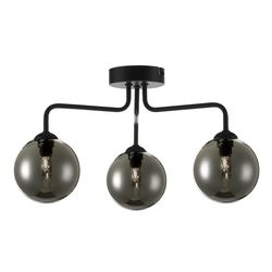Dar Lighting Feya Semi Flush Loft Lys Lys Loft Lys Matt Sort Røget Glas, 3x G9