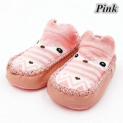 1 stk Ny Baby Fashion Cute Baby Toddler Soft Sål Skridsikker Indendørs Gulv Sokker Pink M-(6-12 Months)