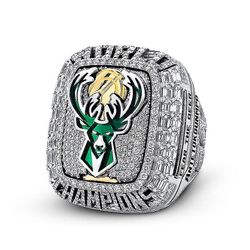 Nba Champion Ring Halskjede Ryggsekk Håndlaget Fan 5 Stykke Sett Milwaukee Bucks Championship Souvenir