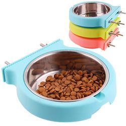 Pet Hund Feeding rustfrit stål drikkeskål holdbar hængende pet skåle Grøn