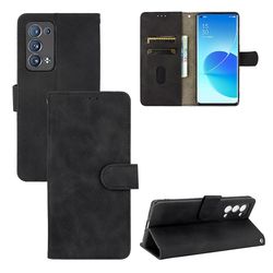 Etui til Oppo Reno 6 Pro Plus 5g Cover Premium Læder Med Kortholder Flip Folio Magnetisk Etui Coque - Sort