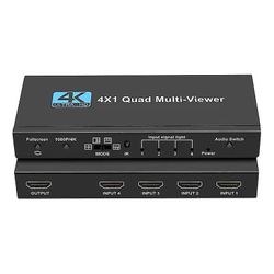 Trumsen HDMI Multiviewer Switch 4x1 HDMI Quad Seamless Switcher 4 I 1 Out Støtte 4k 30hz 5 visningsmoduser for PS4 kamera PC til TV-skjerm