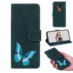 Etui til Tecno Spark 6 Butterfly Cover Premium Læder Magnetisk- Pink Grøn