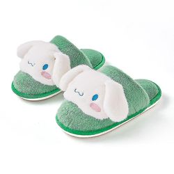 Mainan Mewah Anime Sanrio Sandal Mewah Kayu Manis Telinga Kartun Lucu Bergerak Sol Lembut Sepatu Rumah Musim Dingin Hadiah Natal Untuk Anak Perempuan