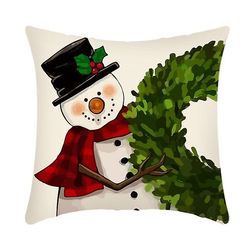 Merry Christmas Pillow Cover 45x45cm Kast putevar Vinter julepynt For Home Tree Deer Sofa Pute Cover 30