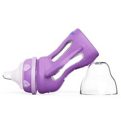 Yunshu Glas sutteflaske brystlignende sut med temperaturfølsomt beskyttelsesdæksel lilla 180ml