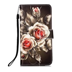 Foxdock Kompatibel med Samsung Galaxy S22 Ultra Case Læder Flip Tegnebog cover med kort slotholder kickstand mønster - Rose