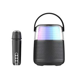 Karaoke Maskin Högtalare Med 1 Mikrofoner Ktv Hem Bärbar Trådlös Bluetooth Desktop Karaoke Högtalare Rgb svart