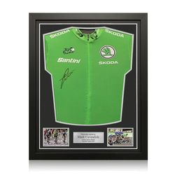 Exclusive Memorabilia Mark Cavendish allekirjoitti Tour De France Green Jerseyn. Vakiokehys