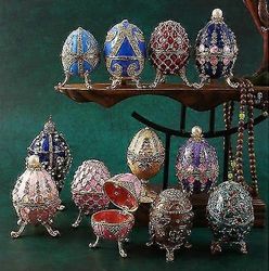 Faberge Egg -sarjan käsinmaalattu saranoitu rihkama korurasia, ainutlaatuinen lahja kodin sisustus, paras pääsiäispäivän keräilykoru chumian