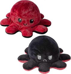 Käännettävä mustekala-pehmolelu, mustekala-pehmolelu, pehmeä pehmolelu lapsille, tytöille, perheelle, ystäville (20 cm - punainen musta) b hk