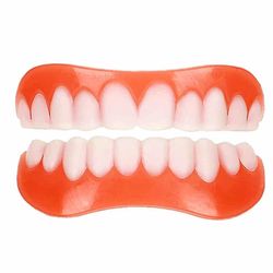 Tänder faner Vita proteser för övre och nedre käft falska tänder för kvinnor män bekväm Flex Cosme
