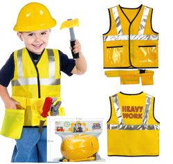 2022 Byggearbeider Kostymesett for barn Rollespill Lekesett Karrierekostymer Heavy Worker Cosplay 1 stk. One Size