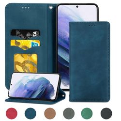 Gangxun Sag til Samsung Galaxy S21 Magnetisk lukning Læder Tegnebog Cover Housse Etui Shockproof - Blå