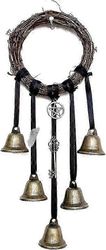 Mrinb Witch Bells Protection Oven ripustimet Pyöreä Pentagrammi Witch rottinki Seppele Kellot Käsintehdyt noitakellot Seppele rottinki Tuulikellot ...