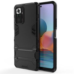 Shockproof rustning sag for xiaomi 10 pro med støttefod all inclusive dække sort rpc6110