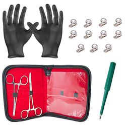 BodyJewelryOnine Dermal body piercing kit - 2 berikke w/11 dermal perle toppe og bunde + handsker bj08396