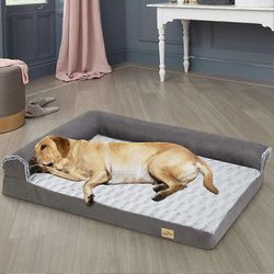 Suuri ortopedinen koiran sänky lepotuoli tyyny niskatuki lemmikkieläinten vuodesohva Harmaa 100x75x20cm