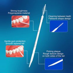 300 kpl hammastikku 2-in-1 hammaslanka poikkeja erittäin sitkeä hammasväliharja hampaat tikku kielen kaavin suunhoitotyökalut ammattimaiset hammast...