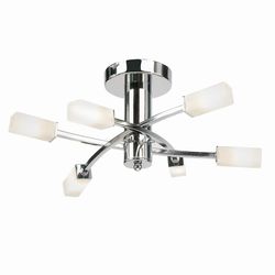 Endon Collection Lighting Havana 6 Light Semi Flush Multi Arm Loft Light Chrome, Syre ætset glas, G9