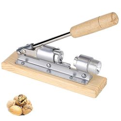 Kraftig nøddeknækker Pecan Nut Cracker Walnut Plier Opener Tool Desktop Træbase & Håndtag Justerbar Skrællet nøddeknækkerd-2