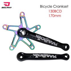 Bolany Folding Bike Crankset 130bcd Ultralight 170mm Square Krank aluminiumslegering cykel krank kædehjul dele cykel tilbehør Sort krumtapsæt