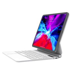 iPad Pro 12.9 (2022)/(2021)/(2020)/(2018) nahkainen tablettijalustakotelo Bluetooth-näppäimistö Monivärinen White