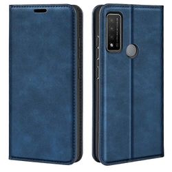 TCL 20 R 5G Retro-skin Business Magnetic Suction -puhelinkotelo pidikkeellä ja korttipaikoilla ja lompakolla
