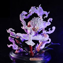 Qinfen Yksi kappale Luffy Gear 5 animehahmoa Nika Sun God Pvc Action Figurine Model Doll Valkoinen