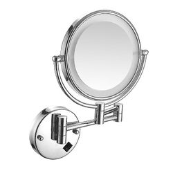Vægmonteret forfængelighed spejl med 10x forstørrelse, 8 tommer dobbeltsidet forfængelighed spejl med led lys, touch knap sensor sølv hvid