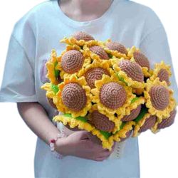 80/110/160cm virkatut kukat huopa DIY valmis neulottu huopa naisille äitienpäiväkimppu syntymäpäivälahja Auringonkukka 80cm